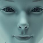 Lifelike robot face with subtle human features.