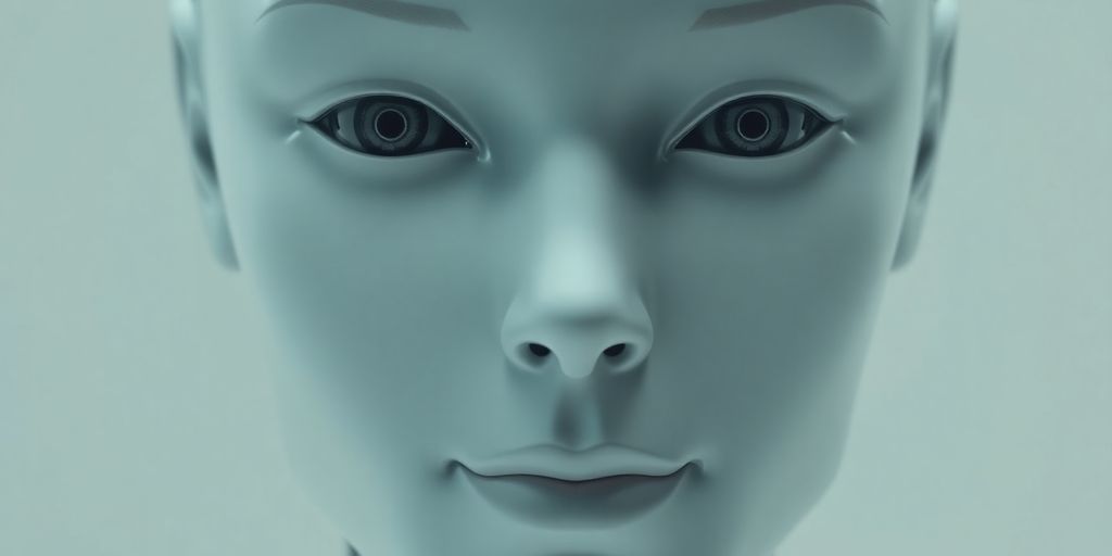 Lifelike robot face with subtle human features.