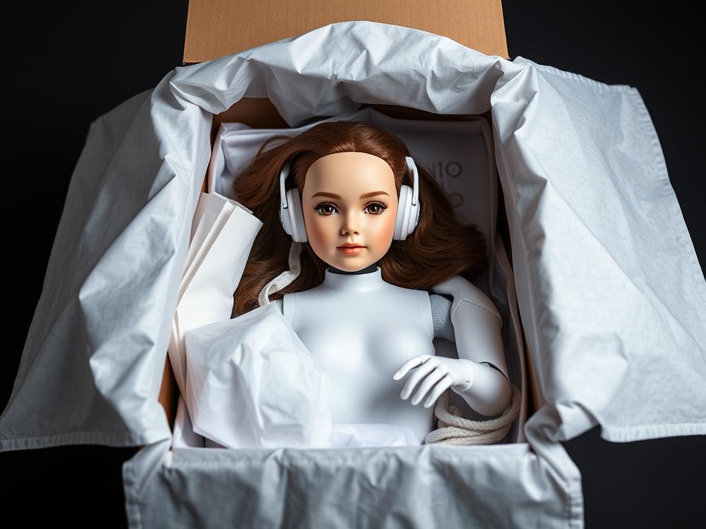 RealDoll Harmony being unboxed showing the packaging and initial setup process RealDoll Harmony being unboxed showing the packaging and initial setup process